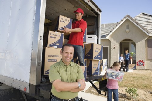 Packing boxes and moving supplies arranged for a Chelsea property move