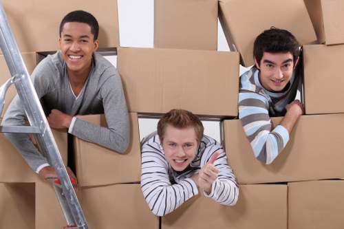 Furniture and boxes prepared for storage collection in Chelsea