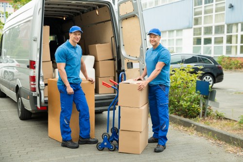 Commercial packing boxes and supplies ready for a business relocation in Chelsea